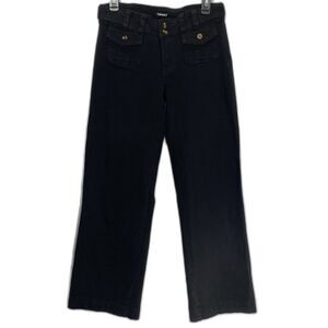 FLAMINGALS Flamingo Denim Jeans Wide Leg Flap Pockets Pants Womens M Black